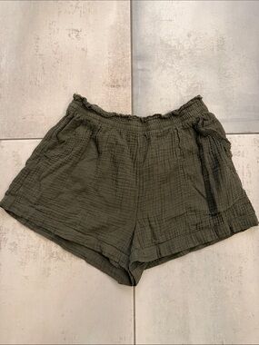 aerie Olive Green High-Waist Gauze Shorts